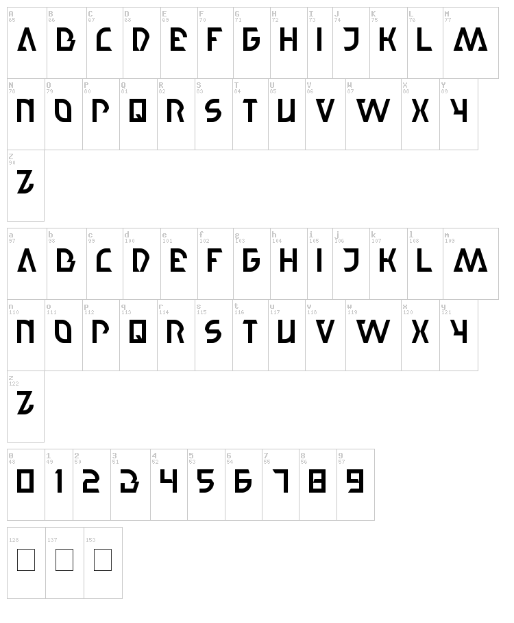 Step Forward font map